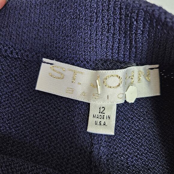 Y2K VTG St John Womens 12 Pants Santana Knit Pull On Cruise Collection Navy Blue - Picture 5 of 12